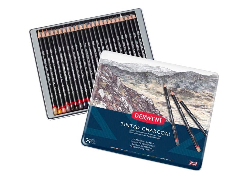 Derwent Tinted Charcoal Drawing Pencils Blister, Watersoluble Pencils, Ideal for Smuding and Blending, Professional Quality - 2301691 (Set of 24) - Image 1