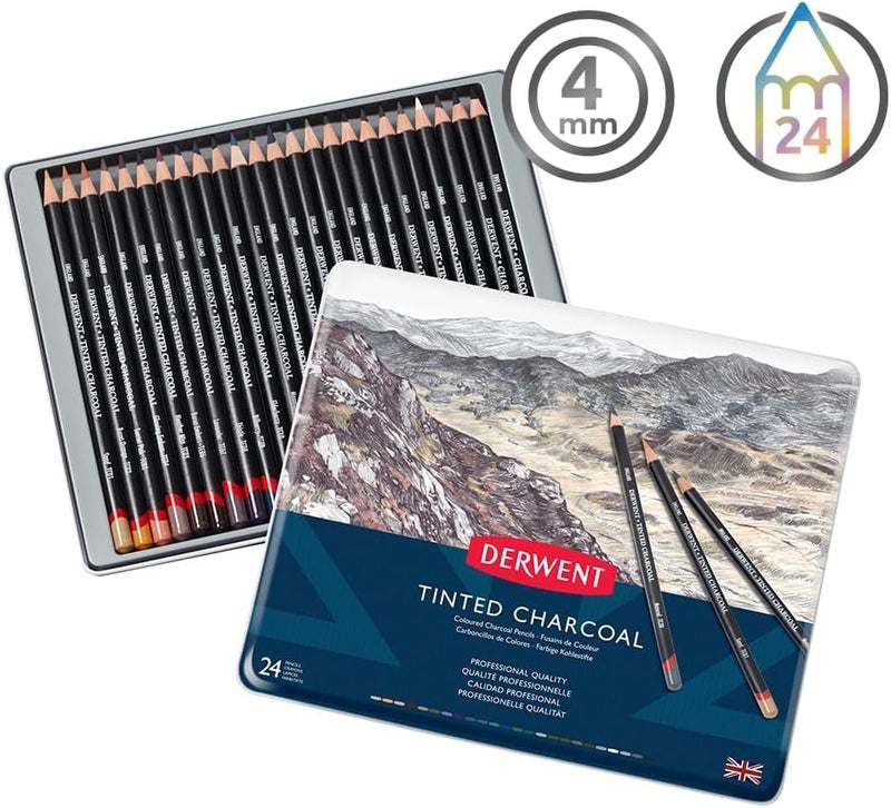 Derwent Tinted Charcoal Drawing Pencils Blister, Watersoluble Pencils, Ideal for Smuding and Blending, Professional Quality - 2301691 (Set of 24) - Image 3