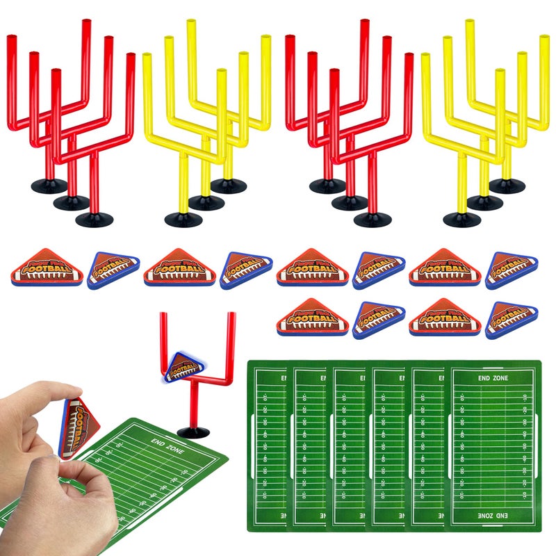 XIPEGPA 30 PCS Colors Mini Flick Football Games Mini Table Top Sports Games with Foam Footballs Goal Post and Cards Finger Toys Office Indoor Football Sports Party Favors Office Desk Toys Red Yellow - Image 3