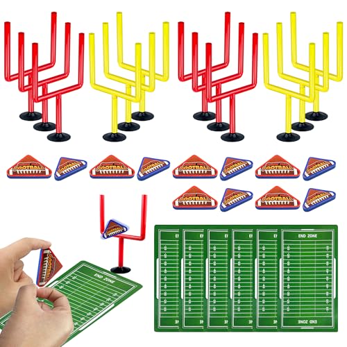 XIPEGPA 30 PCS Colors Mini Flick Football Games Mini Table Top Sports Games with Foam Footballs Goal Post and Cards Finger Toys Office Indoor Football Sports Party Favors Office Desk Toys Red Yellow - Image 1