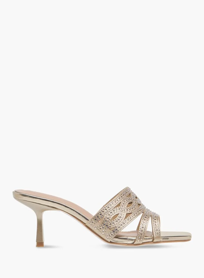 Flora Bella By Shoexpress Women Embellished Slip-On Sandals with Flared Heels
