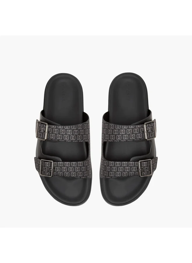 دوتشيني Men's Monogram Print Slip-On Comfort Sandals