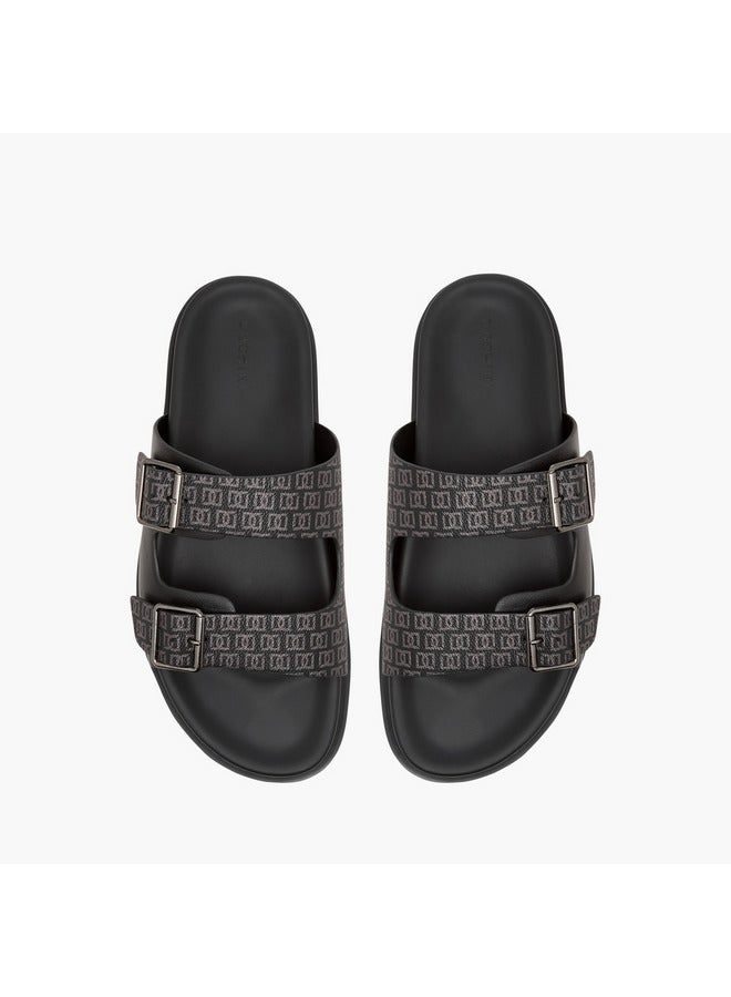 DUCHINI Men's Monogram Print Slip-On Comfort Sandals  - Image 1