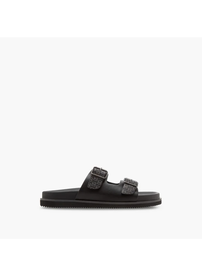 دوتشيني Men's Monogram Print Slip-On Comfort Sandals