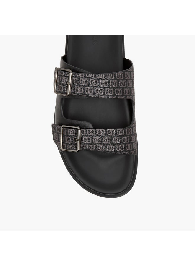 DUCHINI Men's Monogram Print Slip-On Comfort Sandals  - Image 3