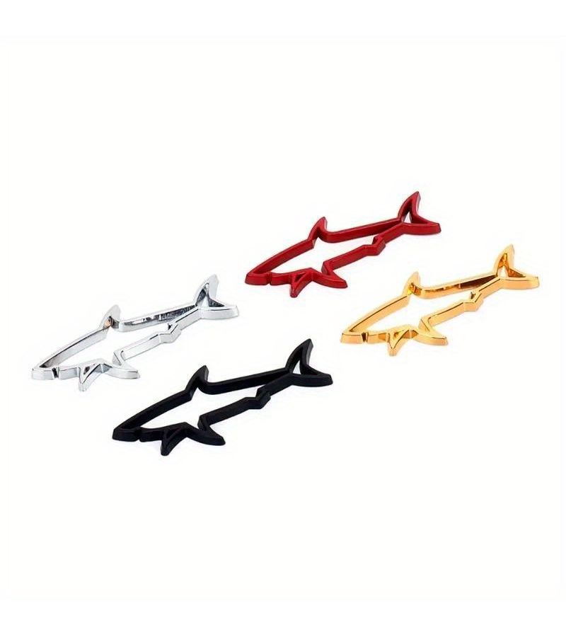 Random Colors Metal Shark Hollow Car Sticker Decorative Side Label 1pc - Image 2