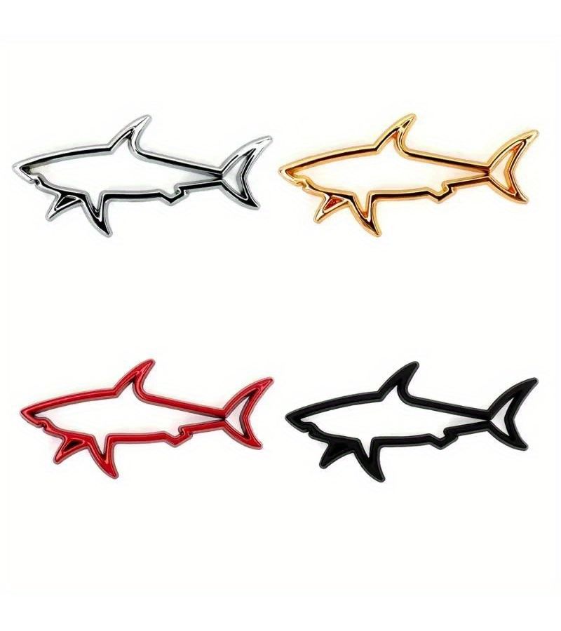 Random Colors Metal Shark Hollow Car Sticker Decorative Side Label 1pc - Image 3