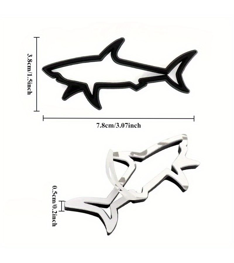 Random Colors Metal Shark Hollow Car Sticker Decorative Side Label 1pc - Image 4