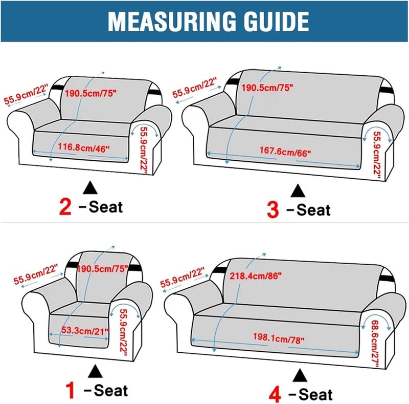 Sofa Armrest Covers 1/2/3/4 Seater Quilted Anti-wear Couch Covers Water Repellent Sofa Mat for Pet Dog Kid Anti-Slip Recliner Armchair Slipcovers(A12 Light Grey,3 Seater) - Image 2