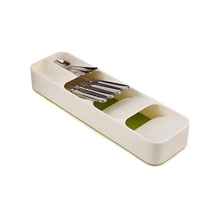 Multifunctional knife and compartment storage box cutlery spoon box knife and divider organizer kitchen drawer storage box tray Ash - Image 5