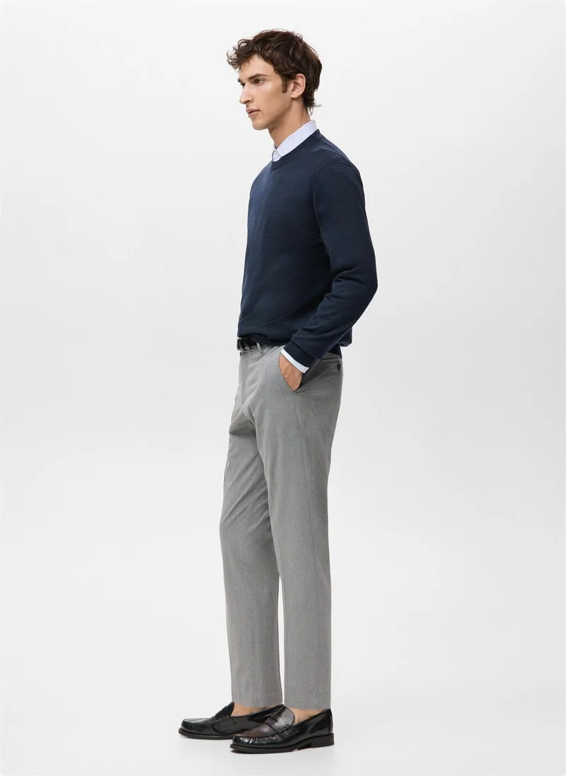 Mango Man 56-NAVY 100% Wool Fine-Knit Sweater for Men | Best Price UAE
