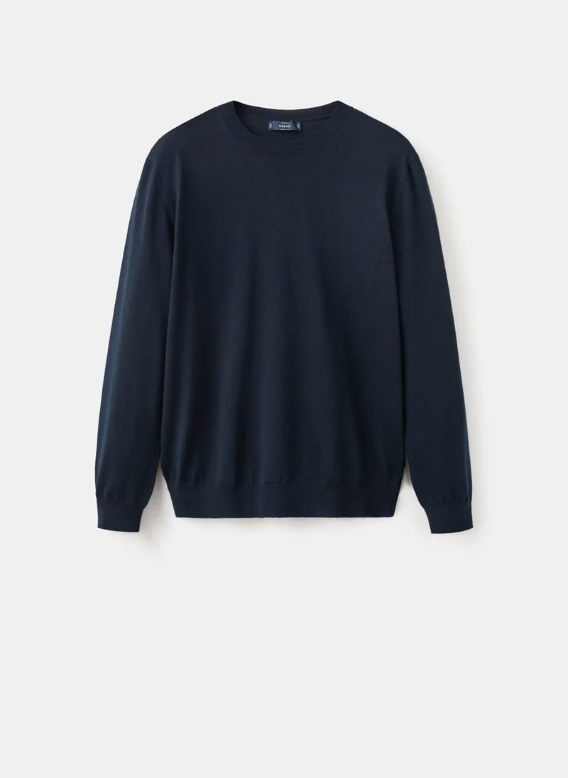 Mango Man 56-NAVY 100% Wool Fine-Knit Sweater for Men | Best Price UAE