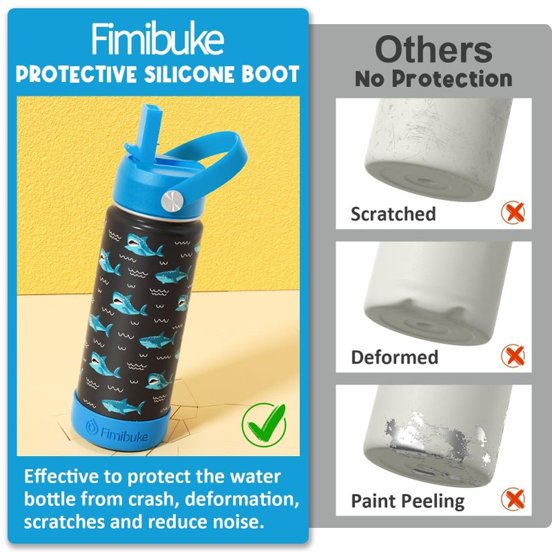 Fimibuke Kids Insulated Water Bottle, 18oz BPA FREE 18/8 Stainless Steel Kid Cup with Straw Travel Tumbler Double Wall Vacuum Leak Proof Toddler Water Bottle for School Boy Girl(1 Pack,Blue Dinosaur) - Image 5