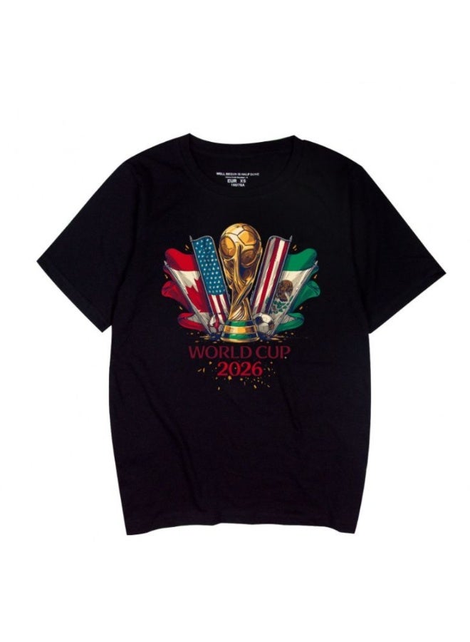 FIFA World Cup 2026 World Cup USA Canada Mexico Trophy Graphic Black T-Shirt-XL - Image 1