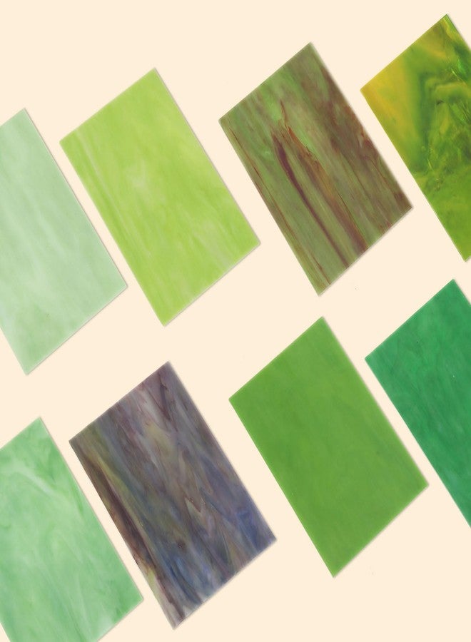 MECCANIXITY 8 Sheets Stained Glass Sheets,4 x 6 Inch Variety Mosaic Glass Tiles for DIY Projects Home Crafts Decoration,Green Series - Image 3