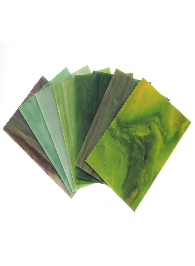 MECCANIXITY 8 Sheets Stained Glass Sheets,4 x 6 Inch Variety Mosaic Glass Tiles for DIY Projects Home Crafts Decoration,Green Series - Image 4