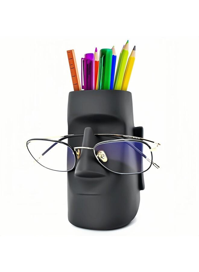 Multifunctional Handmade Eyeglass Holder and Pen Holder Desk Organizer for Office, Home Decor,Creative vase, Makeup Brush Storage (Black) - Image 1