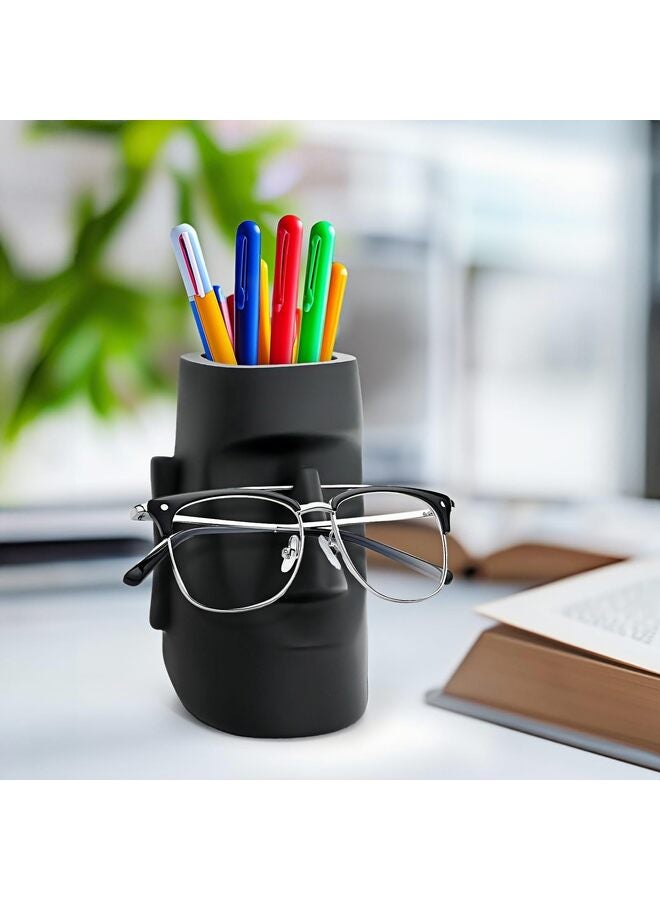 Multifunctional Handmade Eyeglass Holder and Pen Holder Desk Organizer for Office, Home Decor,Creative vase, Makeup Brush Storage (Black) - Image 2