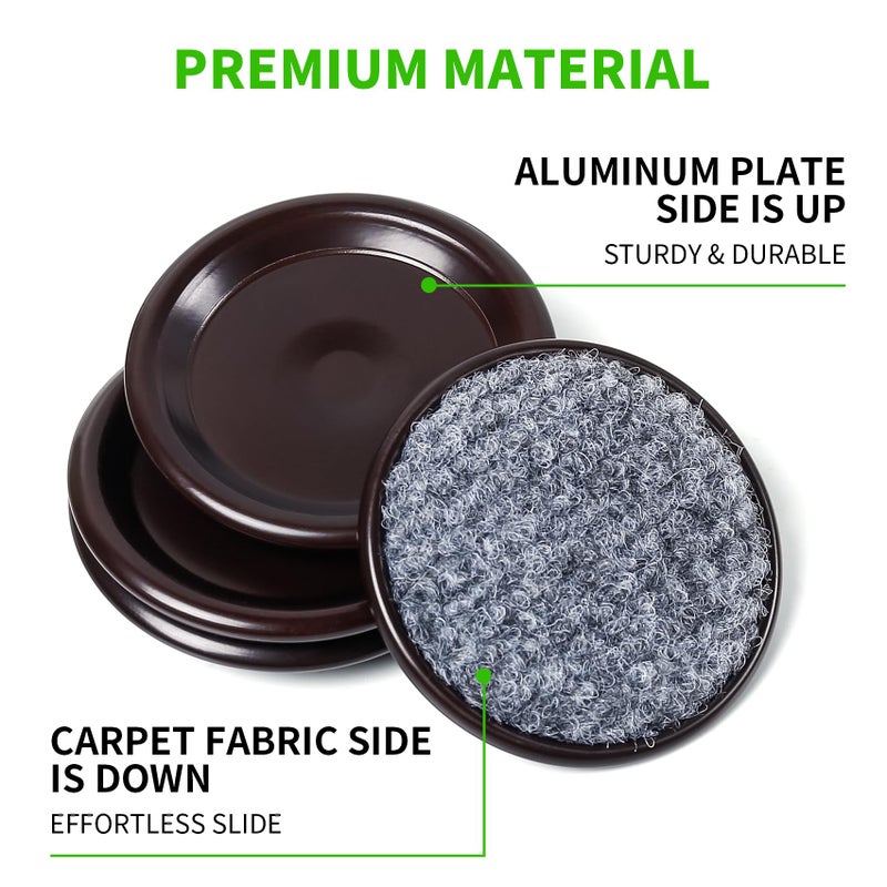 GAGUIUP 1 5/8" Round Carpet Bottom Furniture Caster Cups, Reusable Furniture Sliders for Hardwood Floors,Felt Furniture Pads Coasters to Protect Tile or Laminate Floors from Scratches, Brown/Gray (24 Pack) - Image 3