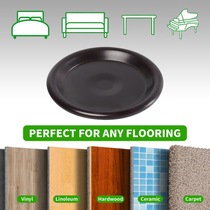 GAGUIUP 1 5/8" Round Carpet Bottom Furniture Caster Cups, Reusable Furniture Sliders for Hardwood Floors,Felt Furniture Pads Coasters to Protect Tile or Laminate Floors from Scratches, Brown/Gray (24 Pack) - Image 5