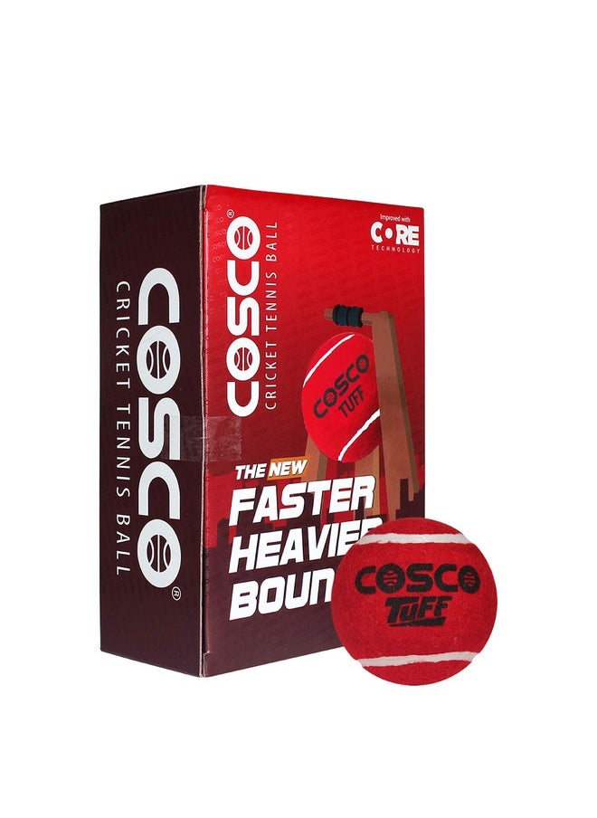 COSCO - Tuff Heavy Weight Ball, Pack Of 6, Red, Youth Size(Cricket) - Image 1