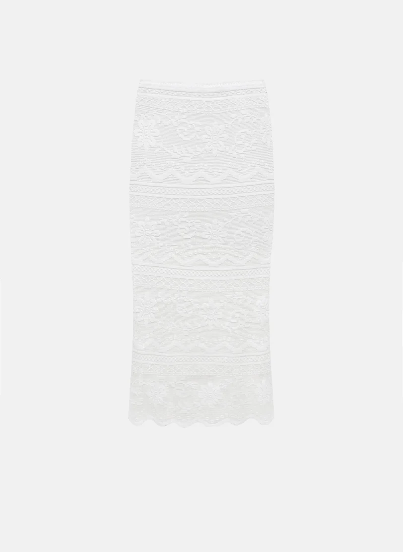 Lichi  Knitted knee-length skirt with textured pattern for Women | Best Price UAE
