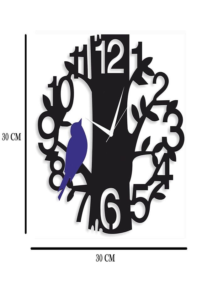 9br Designer Wall Clock for Home Decor Wooden Stylish Wall Clock for Office Sparrow-307 Dark Blue - Image 2