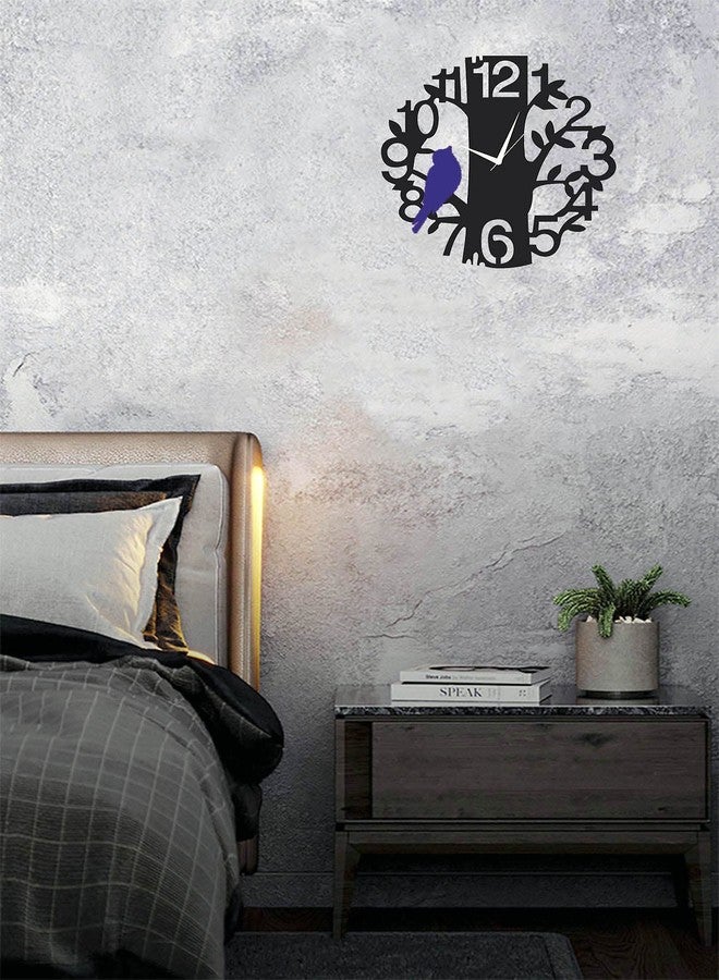 9br Designer Wall Clock for Home Decor Wooden Stylish Wall Clock for Office Sparrow-307 Dark Blue - Image 3