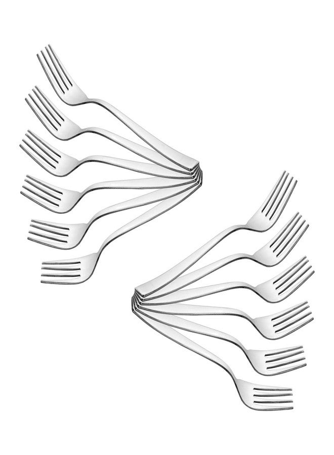 Prabha Stainless Steel Royal Dessert Fork Set of 12 Pcs (Silver), Best for Home & Kitchen, Including 12 Dessert Fork, Hard Material, Stain Proof, Easy to Use, Dishwasher Safe - Image 1