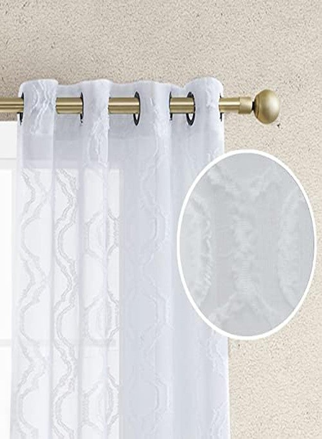 Jessica Simpson - Everyn Embellished Sheer Curtain | Window Panel Curtains | Lightweight Drapes | Set of 2 Panels with 2 Tiebacks | Sheer | Grommet Header | Measures 52" x 84" | White - Image 1