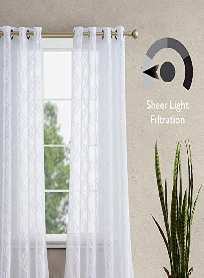 Jessica Simpson - Everyn Embellished Sheer Curtain | Window Panel Curtains | Lightweight Drapes | Set of 2 Panels with 2 Tiebacks | Sheer | Grommet Header | Measures 52" x 84" | White - Image 4