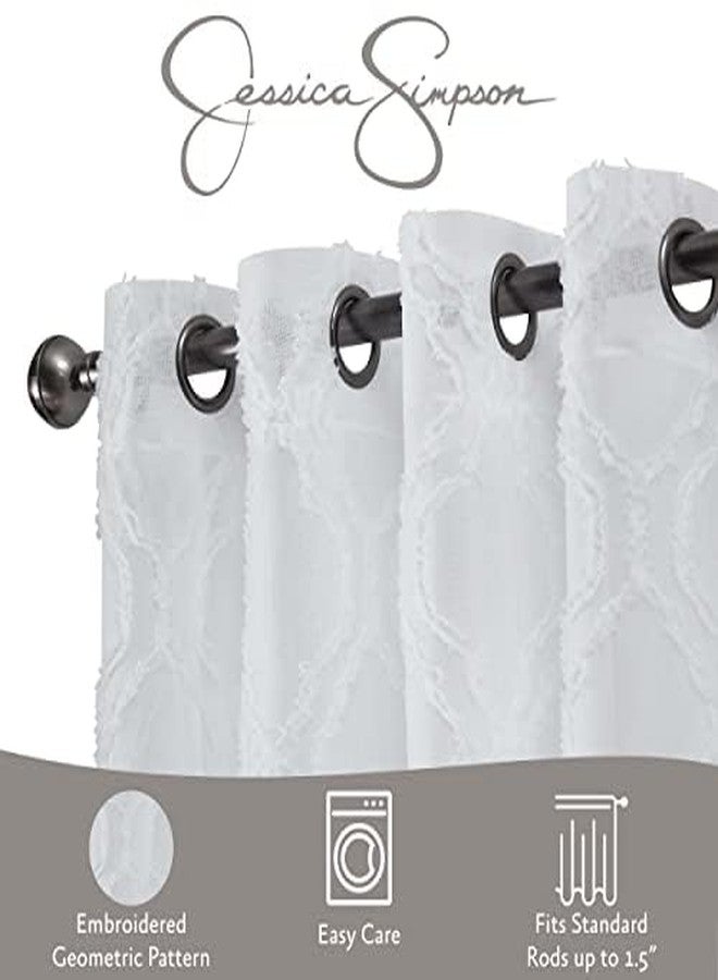 Jessica Simpson - Everyn Embellished Sheer Curtain | Window Panel Curtains | Lightweight Drapes | Set of 2 Panels with 2 Tiebacks | Sheer | Grommet Header | Measures 52" x 84" | White - Image 2