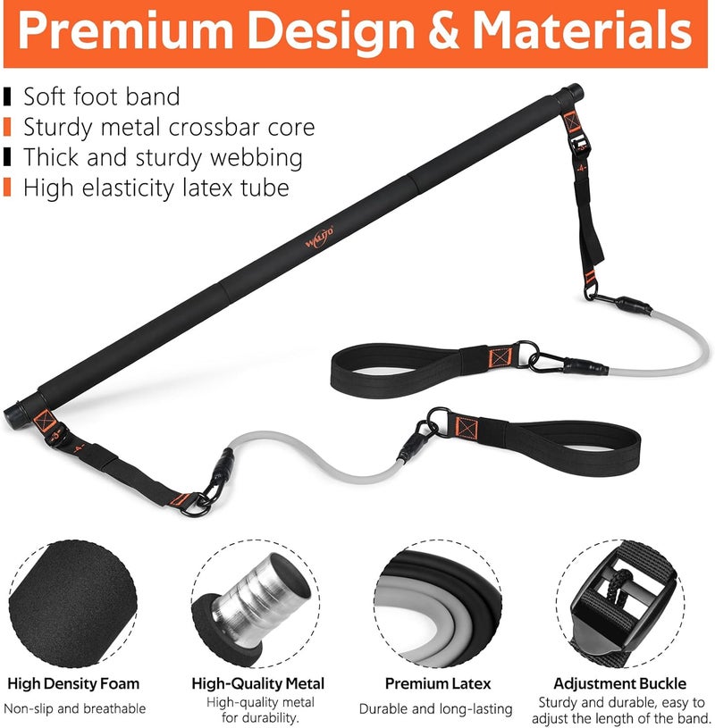 WALITO Pilates Bar Kit with Resistance Bands, 3-Section Multifunctional Yoga Pilates Bar with Metal Adjustment Buckle.Portable Pilates Equipment for Women & Men Full-Body Workouts at Home Gym - Image 4