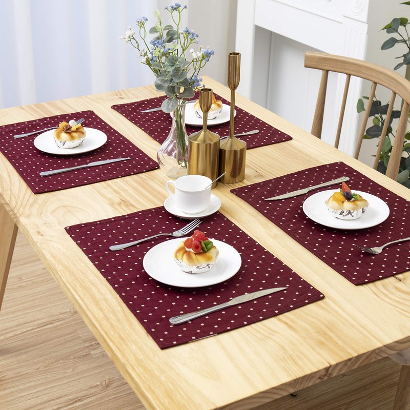 Randall Placemats Table Mats Waffle Geometric Diamond 4pcs Set Heat Insulated Resistant Spot Clean Machine Washable, Soft and Durable for Kitchen Dining Office Parties(12"×18", Red) - Image 5