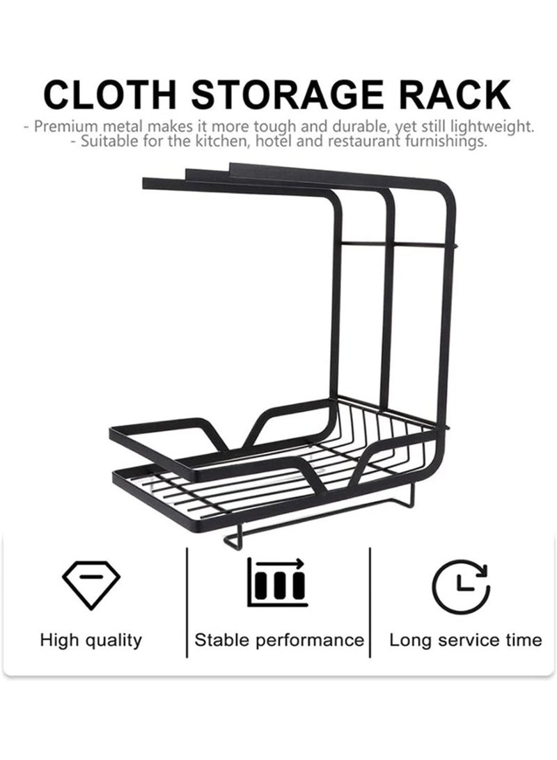 TAPIT Kitchen Sponge Holder with Dishcloth Drying Rack Kitchen Sink Caddy Organizer with Drain Pan - Kitchen Rag Stand for Kitchen Dish Supplies Sink Plug Rags Brush Wall-mount Countertop Black - Image 5