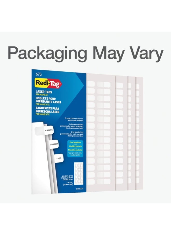Redi-Tag Redi-Tag Laser Index Tabs, Divider Tabs, Permanent Adhesive Index Labels Customizable Divider Labels, 7/16" x 1", White, 675 Tabs (B39000)  - Image 2