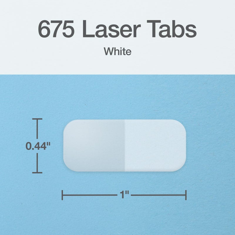Redi-Tag Laser Index Tabs, Divider Tabs, Permanent Adhesive Index Labels Customizable Divider Labels, 7/16" x 1", White, 675 Tabs (B39000) - Image 2