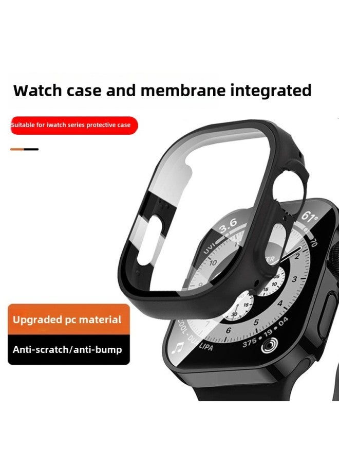 Suitable For Apple Iwatch10 Tempered Case Film Integrated S9/s8 Watch 49/42 Protective Case 45mm Full Package-Color:Case--ivory White (with Packaging)-Dimensions:44mm