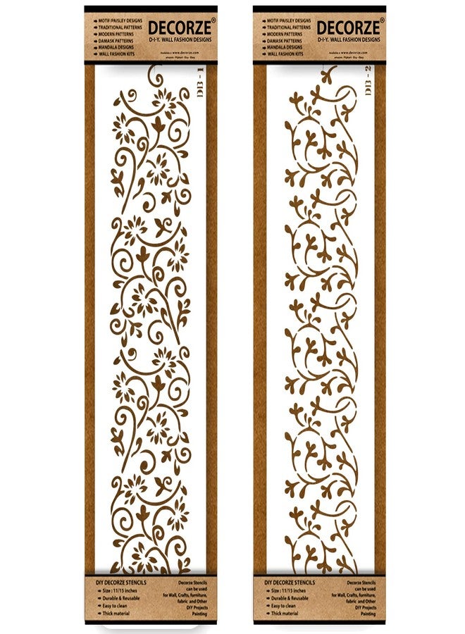 DECORZE Border Stencils for DIY Home Decor | Floral, Pattern & Wall Border Stencils for Painting Furniture & Art Projects DB-01-02 - Image 1