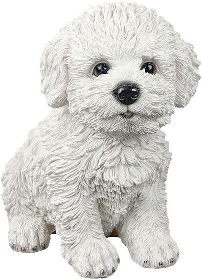 DOG FIGURINE RESIN DOG STATUE ANIMALS SCULPTURE FOR HOME FARM HOUSE LIVING ROOM PORCH DECOR WHITE