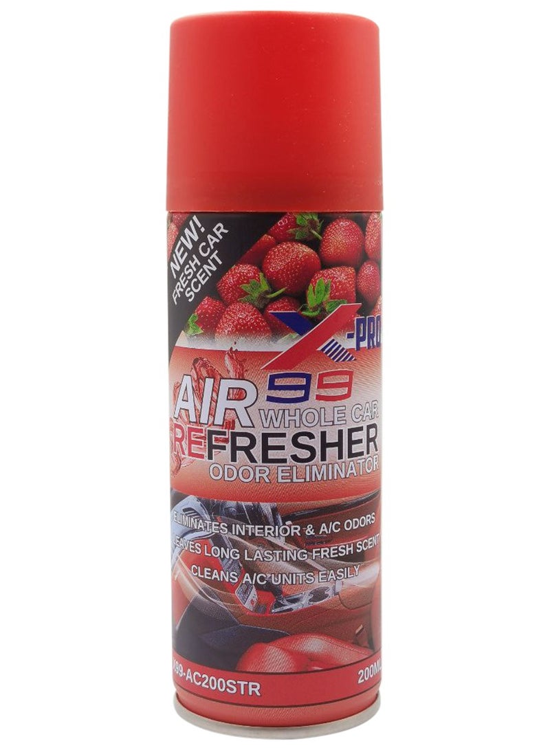 X Pro 99 3PCS  X-PRO 99 Air Refresher Whole Car Odor Eliminator Spray 200ml Strawberry Fresh Scent A/C Vent Cleaner Interior Cabin Freshener Long Lasting Car Fragrance Spray for Cars SUVs Vans Trucks - Model X99-AC200STR - Image 3
