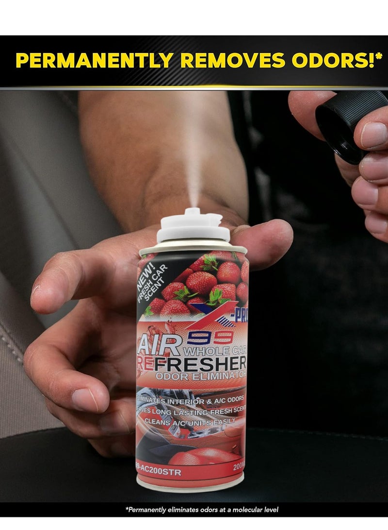 X Pro 99 3PCS  X-PRO 99 Air Refresher Whole Car Odor Eliminator Spray 200ml Strawberry Fresh Scent A/C Vent Cleaner Interior Cabin Freshener Long Lasting Car Fragrance Spray for Cars SUVs Vans Trucks - Model X99-AC200STR - Image 5