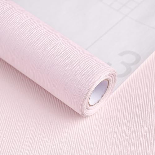 Sevalo Light Pink Peel and Stick Wallpaper Pink Contact Paper for Cabinets and Drawers Textured Embossed Self Adhesive Removable Wallpaper Bedroom Bathroom Waterproof Girls Kids Room 157inW 197inL - Image 1