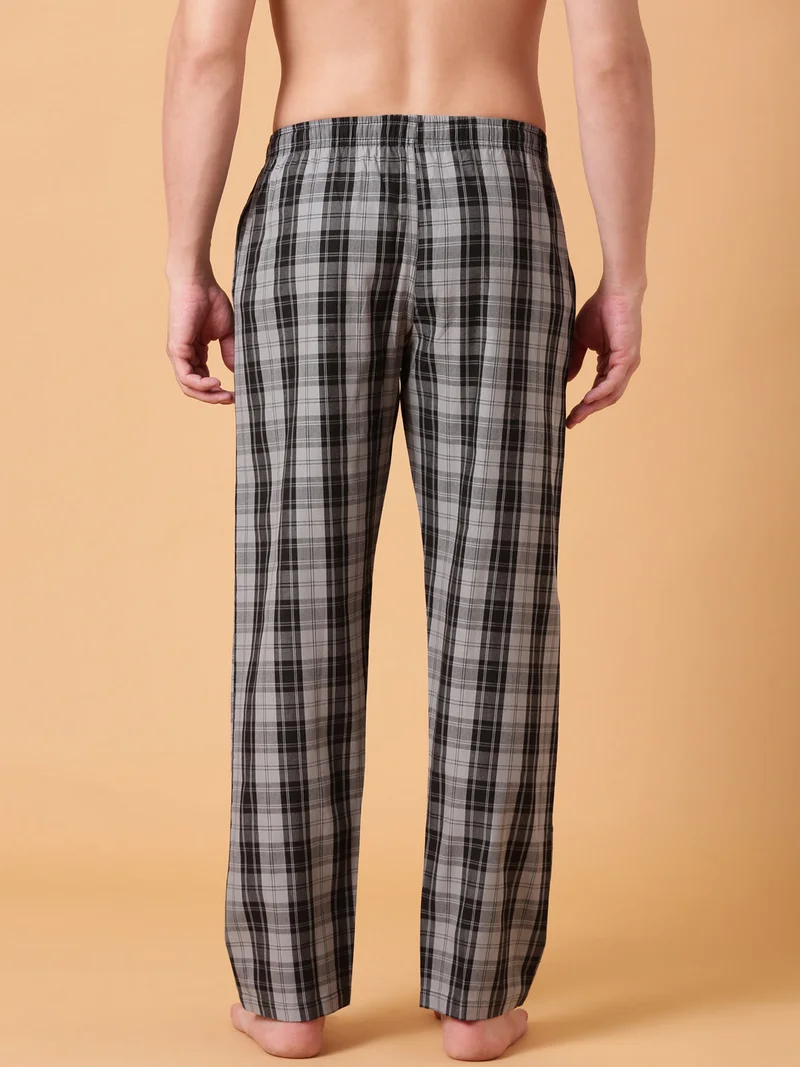 Joven Charcoal Grey JOVEN Men Checked Cotton Lounge Pant  | Best Price UAE