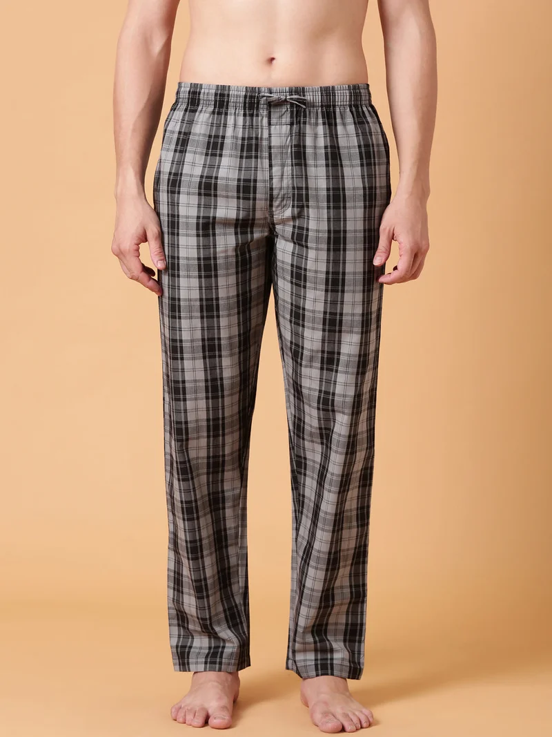 JOVEN Men Checked Cotton Lounge Pant