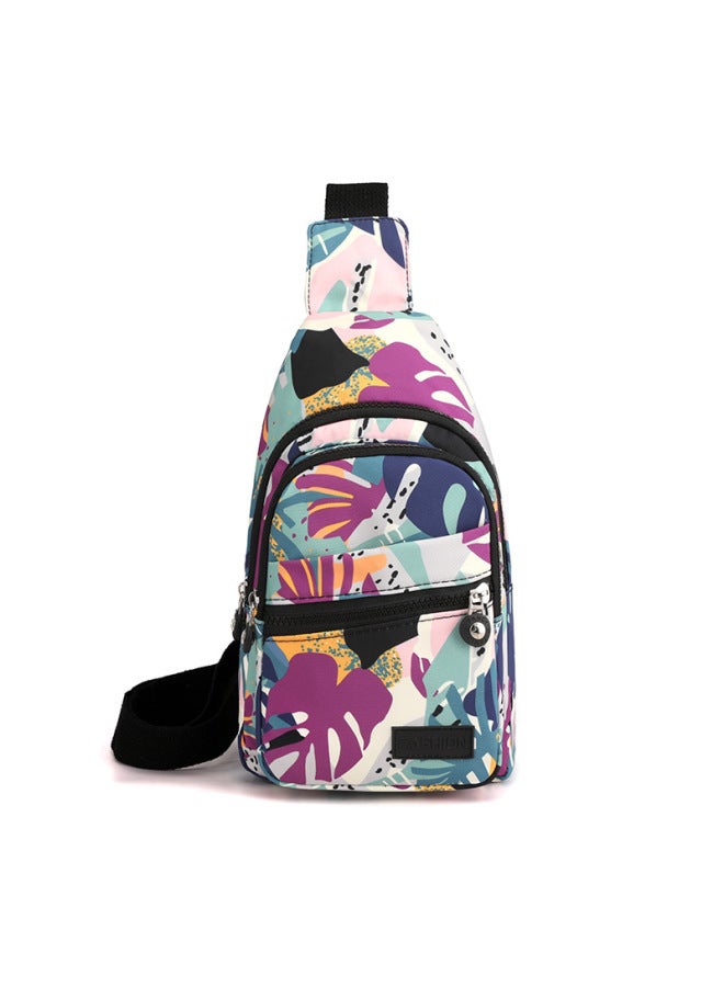 Chest Bag Women's Casual Travel Shoulder Bag Lightweight Nylon Cloth Bag Fashion Korean Style Chest Bag Messenger Bag Backpack-Color:Jungle Block - Image 1