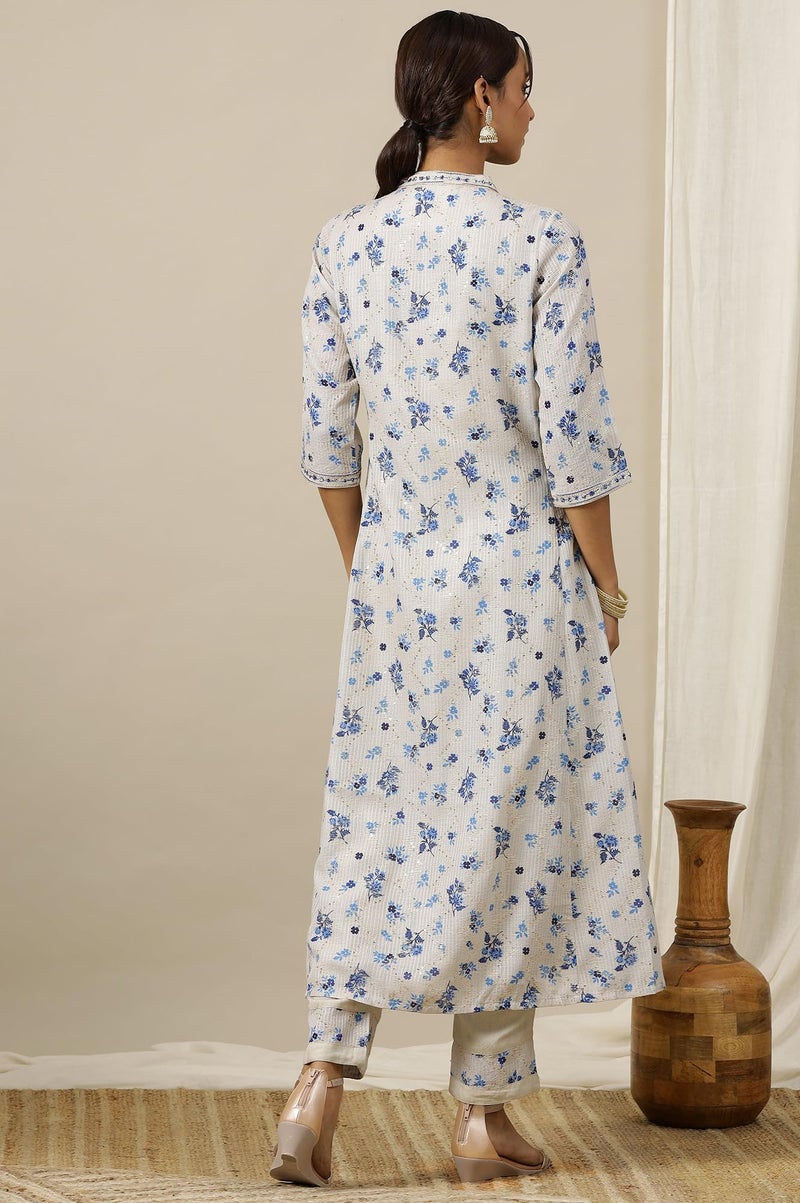 Aurelia Women’s Floral Printed A-Line Kurta Set with Palazzos and Dupatta for Women - Image 5