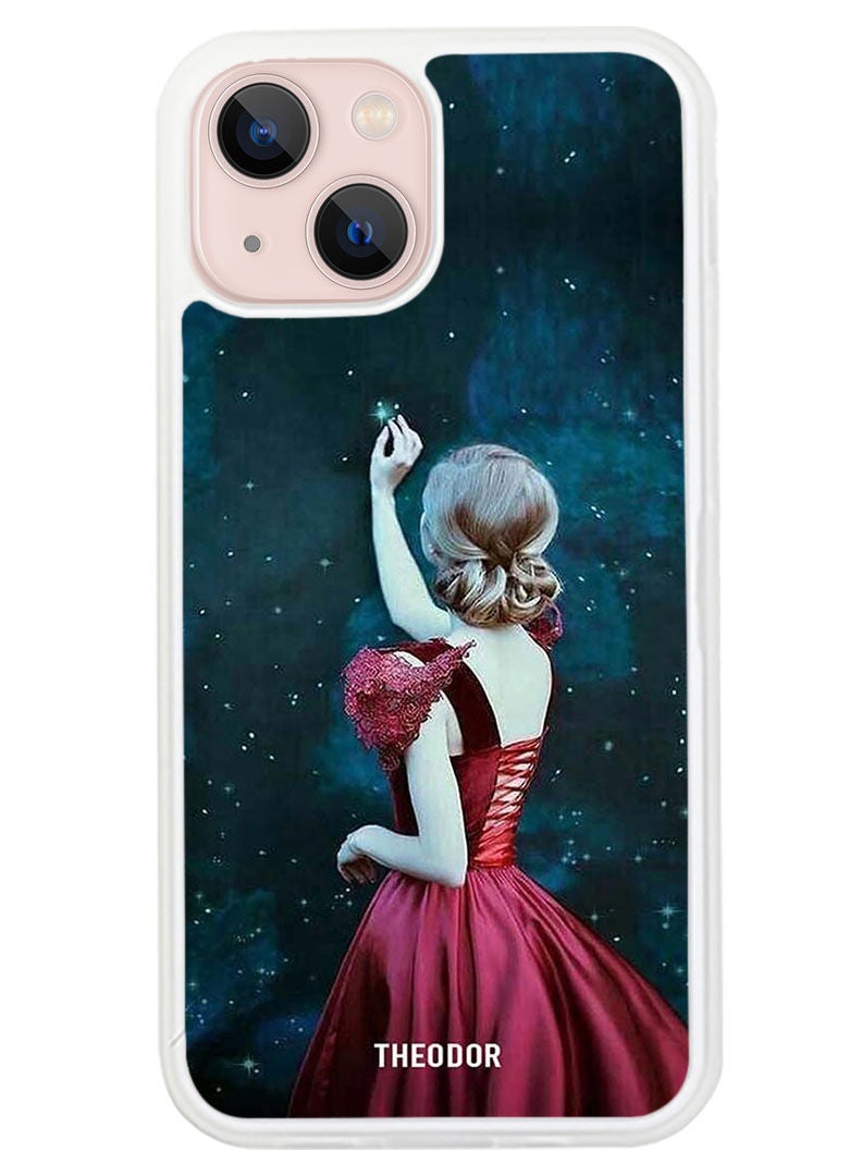 Theodor Protective Case Cover For APPLE IPHONE 14 Girl Touching Star(White Bumper) - Image 1
