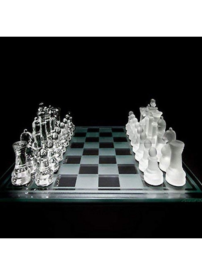 MSA Glass Chess Set with Glass Board | Frosted & Clear Glass Chess Pieces | Mind Game for Adults | Strategy/Outdoor Game (Set of 1)(20x20cm) - Image 1