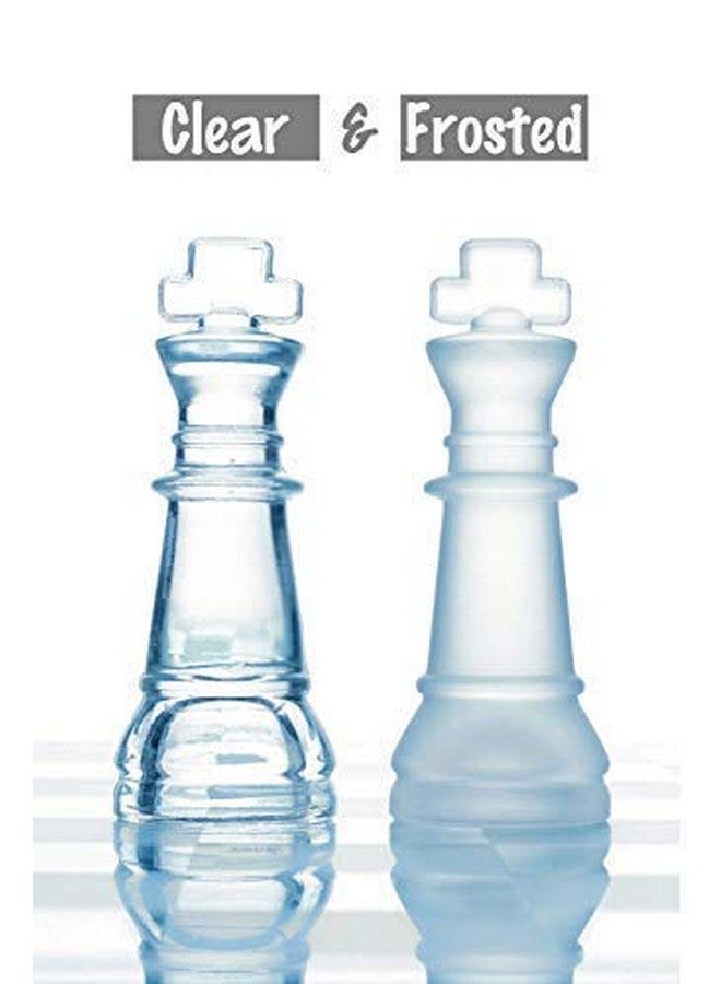 MSA Glass Chess Set with Glass Board | Frosted & Clear Glass Chess Pieces | Mind Game for Adults | Strategy/Outdoor Game (Set of 1)(20x20cm) - Image 3